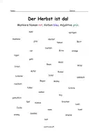 Vorschau - Arbeitsblätter - 🍁Übungsblatt zu Wortarten Herbst | Merkwörter Herbst | Wortschatz Herbst | Wortsammlung Herbst | | Deutsch | DaZ | DaF | 2. und 2. Klasse | Arbeitsblatt Herbst | Differenziert mit Lösung | Merkblatt - Seite 1