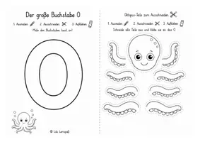 Vorschau - Mal- und Bastelvorlagen - O wie Oktopus – kreative Bastelvorlage - Seite 1
