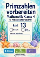 Vorschau - Arbeitsblätter - Primzahlen vorbereiten | Mathematik Klasse 4 | 10 Arbeitsblätter als PDF - Deckblatt