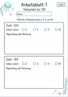 Vorschau - Arbeitsblätter - Teilbarkeit üben | Mathematik Klasse 4 | 10 Arbeitsblätter als PDF - Seite 1