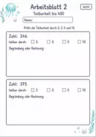 Vorschau - Arbeitsblätter - Teilbarkeit üben | Mathematik Klasse 4 | 10 Arbeitsblätter als PDF - Seite 2