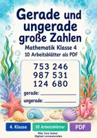 Vorschau - Arbeitsblätter - Gerade und ungerade große Zahlen | Mathematik Klasse 4 | 10 Arbeitsblätter als PDF - Deckblatt