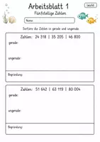 Vorschau - Arbeitsblätter - Gerade und ungerade große Zahlen | Mathematik Klasse 4 | 10 Arbeitsblätter als PDF - Seite 1
