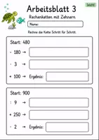 Vorschau - Arbeitsblätter - Rechenketten | Mathematik Klasse 4 | 10 Arbeitsblätter als PDF - Seite 3