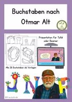 Vorschau - Mal- und Bastelvorlagen - Buchstaben nach Otmar Alt - Kunstunterricht - Schulstart - Deckblatt