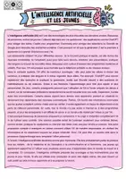 Vorschau - Unterrichtsreihen - L’intelligence artificielle et les jeunes (Grundlagentext) - Deckblatt