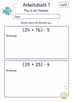 Vorschau - Arbeitsblätter - Klammeraufgaben | Mathematik Klasse 4 | 10 Arbeitsblätter als PDF - Seite 1