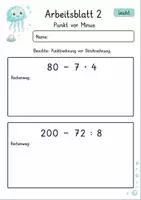 Vorschau - Arbeitsblätter - Punkt vor Strich | Mathematik Klasse 4 | 10 Arbeitsblätter als PDF - Seite 2
