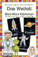 Vorschau - Fördermaterial/Inklusion - Weltall Bild-Wort-Kärtchen - Deckblatt