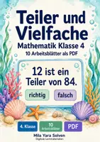 Vorschau - Arbeitsblätter - Teiler und Vielfache | Mathematik Klasse 4 | 10 Arbeitsblätter als PDF - Deckblatt