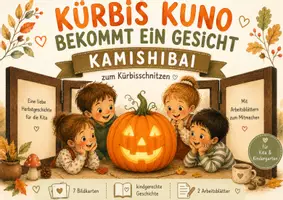 Vorschau - Arbeitsblätter - Kamishibai Kürbis schnitzen 🎃 | Kürbis Kuno bekommt ein Gesicht | Kita & Kindergarten - Deckblatt