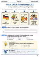 Vorschau - Arbeitsblätter - DACH Jahreskalender Projekt Klasse 5–6 - Deckblatt