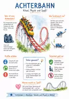 Vorschau - Arbeitsblätter - Lernplakat + AB mit Fragen zum Thema "Achterbahn" + Lösungsblatt + Infografik - Deckblatt