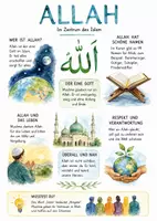 Vorschau - Arbeitsblätter - Lernplakat + AB mit Fragen zum Thema "Allah" + Lösungsblatt + Infografik - Deckblatt