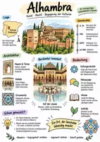 Vorschau - Arbeitsblätter - Lernplakat + Arbeitsblätter zum Thema "Alhambra" + Lösung & MP3 + Mindmap + Infografik - Deckblatt
