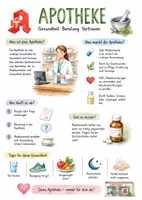 Vorschau - Arbeitsblätter - Lernplakat + AB mit Fragen zum Thema "Apotheke" + Lösungsblatt + Mindmap + Infografik - Deckblatt
