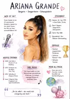 Vorschau - Arbeitsblätter - Lernplakat + AB mit Fragen zum Thema "Ariana Grande" + Lösungsblatt + Infografik - Deckblatt