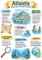 Vorschau - Arbeitsblätter - Lernplakat + AB mit Fragen zum Thema "Atlantis" + Lösungsblatt + Infografik - Deckblatt