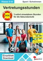 Vorschau - Stundenentwürfe - Vertretungsstunden Sport Schwimmen Klasse 5-10 | Sporttheorie, Fitness Fachbegriffe, Puls, Baderegeln, DLRG | differenzierte Arbeitsblätter Kopiervorlagen mit Lösungen - Deckblatt