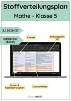 Vorschau - Lehrpläne/Lehrermaterial - Stoffverteilungsplan Mathematik – Klasse 5 (SJ2026/27 BW) - Deckblatt