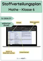 Vorschau - Lehrpläne/Lehrermaterial - Stoffverteilungsplan Mathematik – Klasse 6 (SJ 2026/27 BW) - Deckblatt