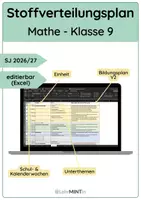 Vorschau - Lehrpläne/Lehrermaterial - Stoffverteilungsplan Mathematik – Klasse 9 (SJ 2026/27 BW) - Deckblatt
