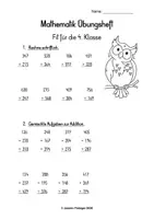 Vorschau - Arbeitsblätter - Mathematik– Fit für die 4. Klasse | Übungsheft mit Lösungen - Deckblatt