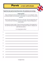 Vorschau - Arbeitsblätter - plurals worksheet - text with errors - Deckblatt