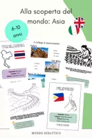anteprima - Schede informative - Asia: Album Geografico e da Colorare Bilingue (6-10 anni) - Pagina di copertina
