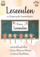 Vorschau - Mal- und Bastelvorlagen - Leseeulen Leseraupe Lesemotivation - Deckblatt