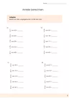 Vorschau - Arbeitsblätter - Anteile berechnen 2 Brüche 5. Klasse und 6.Klasse - Seite 1