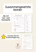 Vorschau - Arbeitsblätter - Zusammengesetzte Nomen - Arbeitsblatt mit Zusatz-AB | Differenzierung | DaZ - Deckblatt