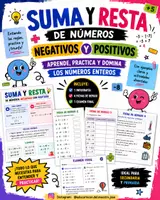 Vista previa - Hojas de trabajo - Suma y resta (negativos y positivos) - Portada