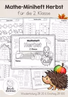 Vorschau - Arbeitsblätter - Herbst Mathe Klasse 2 | Miniheft Herbst | Übungsheft Wiederholung ZR 20 | Mathe 2. Klasse | Einführung ZR 100 - Deckblatt