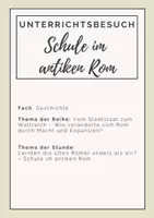Vorschau - Stundenentwürfe - Schule im antiken Rom - Unterrichtsbesuch - Deckblatt