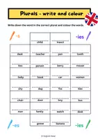 Vorschau - Arbeitsblätter - plurals worksheet #2 - write and colour - Deckblatt