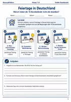 Vorschau - Arbeitsblätter - Feiertage Deutschland Arbeitsblatt Klasse 7–8 - Deckblatt