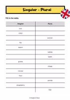 Vorschau - Arbeitsblätter - plurals - fill in - sigular vs - Deckblatt