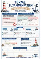 Vorschau - Arbeitsblätter - Lernposter Arbeitsbogen Terme zusammenfassen mit Klammern - Deckblatt