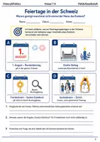Vorschau - Arbeitsblätter - Feiertage Schweiz Arbeitsblatt Klasse 7–8 - Deckblatt
