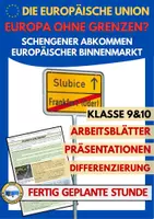 Vorschau - Arbeitsblätter - Schengener Abkommen und EU Binnenmarkt Arbeitsblätter | Klasse 9–10 - Deckblatt