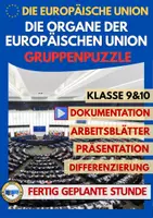 Vorschau - Arbeitsblätter - Organe der Europäischen Union – Gruppenpuzzle & Arbeitsblätter | Klasse 9–10 - Deckblatt