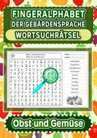 Vorschau - Spiele - Wortsuchrätsel mit dem Fingeralphabet der Gebärdensprache – Obst und Gemüse - Deckblatt