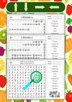 Vorschau - Spiele - Wortsuchrätsel mit dem Fingeralphabet der Gebärdensprache – Obst und Gemüse - Seite 1