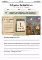 Vorschau - Arbeitsblätter - Schweizer Bundesfeiertag Arbeitsblatt Klasse 7–8 - Deckblatt