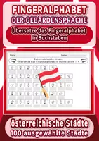 Vorschau - Arbeitsblätter - Arbeitsblätter zum Fingeralphabet der Gebärdensprache – Thema (100 ausgewählte österreichische Städte) - Deckblatt