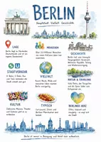 Vorschau - Arbeitsblätter - Lernposter + AB mit Fragen zum Thema "Berlin" + Lösungsblatt + Infografik - Deckblatt