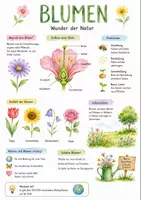 Vorschau - Arbeitsblätter - Lernplakat + AB mit Fragen zum Thema "Blumen" + Lösungsblatt + Infografik - Deckblatt