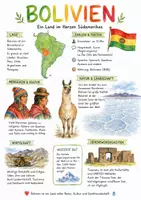Vorschau - Arbeitsblätter - Lernplakat + AB mit Fragen zum Thema "Bolivien" + Lösungsblatt + Infografik - Deckblatt