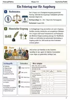Vorschau - Arbeitsblätter - Augsburger Friedensfest Arbeitsblatt Klasse 7–8 - Seite 1